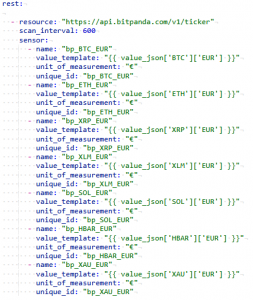 Beispiel: Rest-API in configuration.yaml definieren